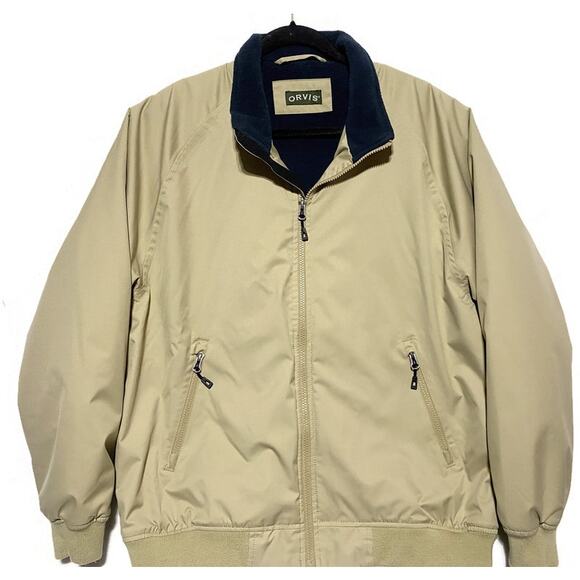 Orvis Zip Up Jacket Men's Size Large Brown Lined Polyester Short - Picture 3 of 8